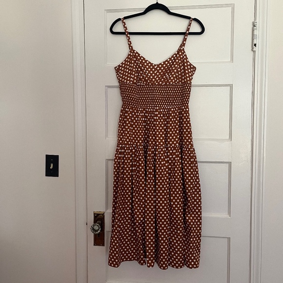 J. Crew Dresses & Skirts - J. Crew brown polka dot dress size 6, spaghetti straps